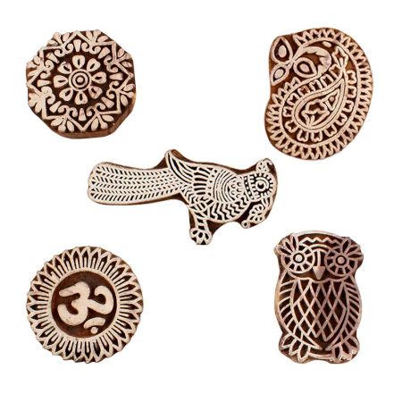 Set of 5 Piece New Mix Wooden Printing Blocks